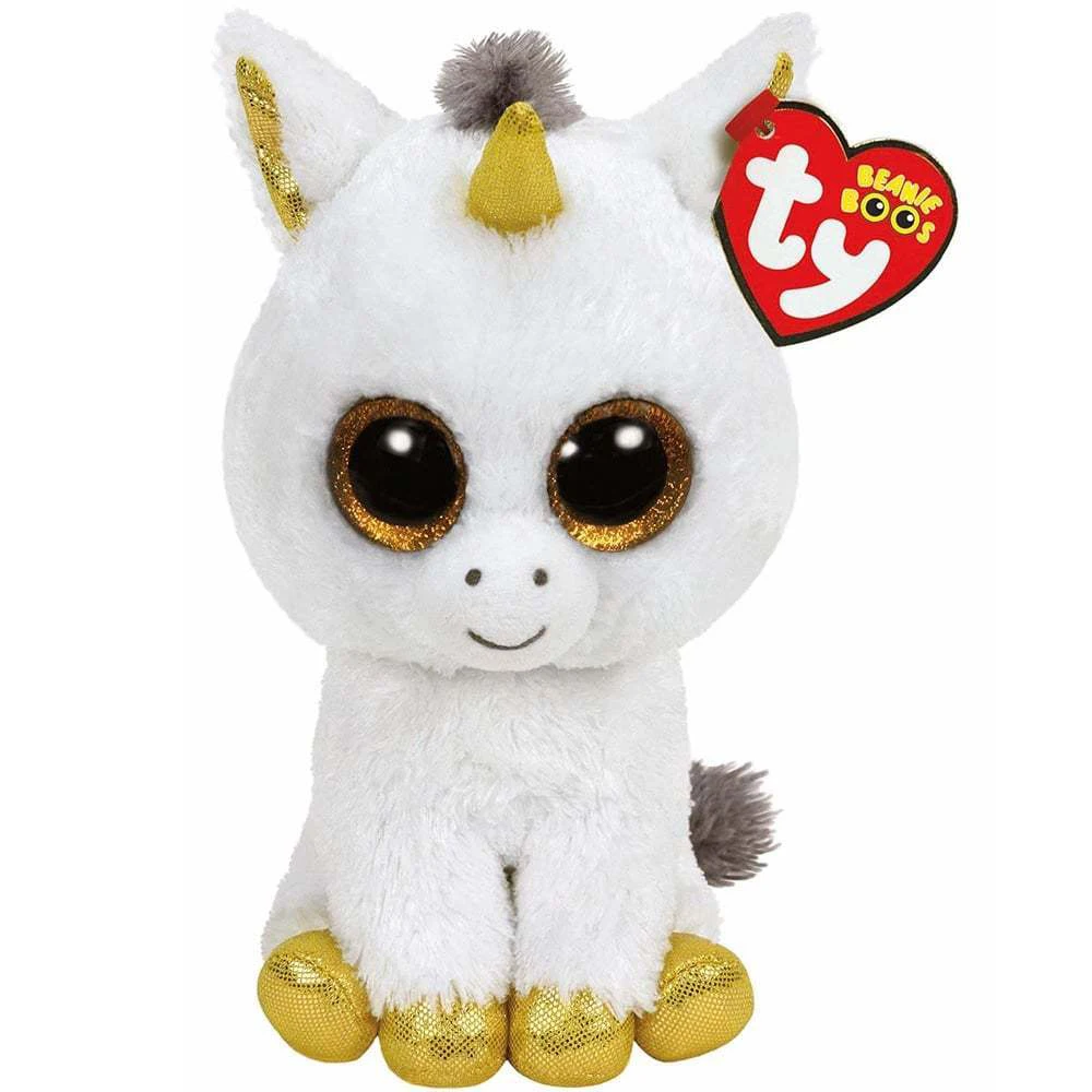 Pyoopeo Ty Beanie Boos 6" 15cm Pegasus the White Unicorn Plush Regular