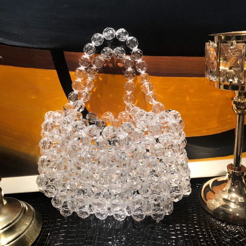 

Fashion Designer Pearls Jelly Transparent Bag Clutch Clear Bag Crossbody Messengers Women crystal Handbag Pouch Evening bag
