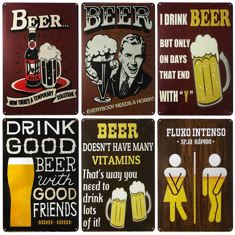 Infour Hot Beer Home Bar Shop Vintage Metal Signs Home Decor Vintage Tin Signs Pub Vintage Decorative Plates Metal Wall Art Aliexpress