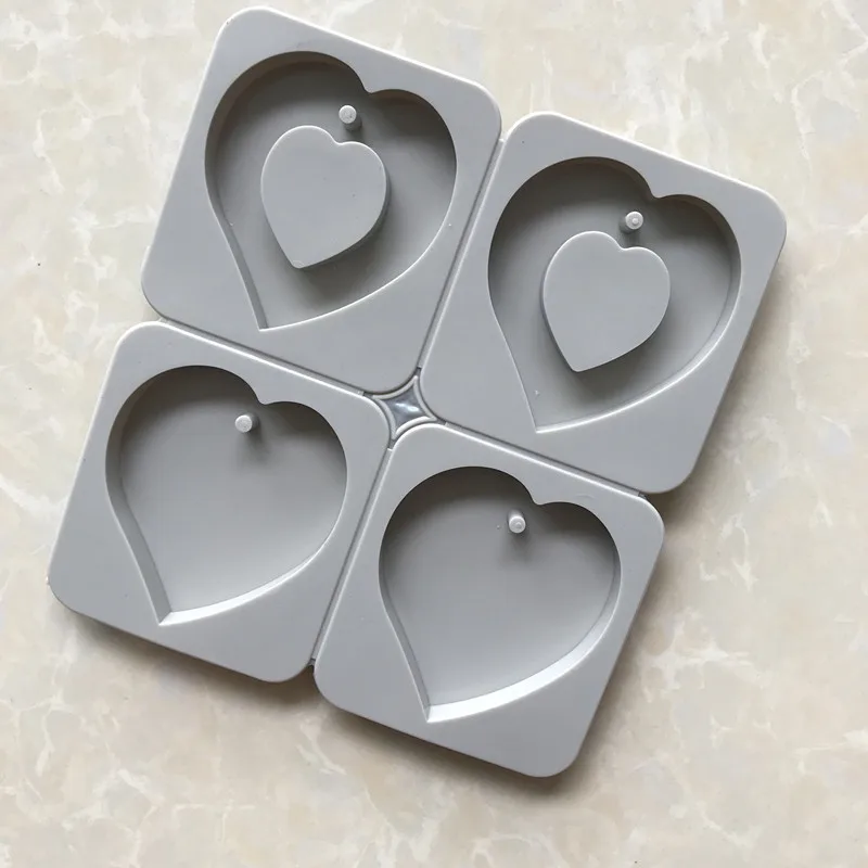 DIY Silicone Plaster Mold for Clay Craft Making Heart Shape Gypsum Pendant Silicone Mould