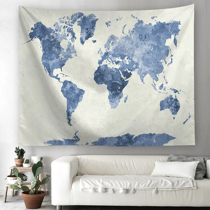 Карта мира пейзаж напечатанный полиэстер настенный гобелен декоративный настенный гобелен, ковер пляжное полотенце прямоугольная скатерть