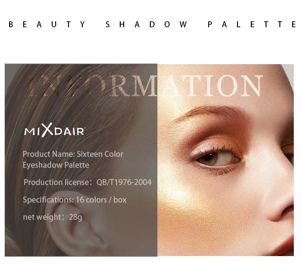 MIXDAIR 16 палитра цветов блеск для век Блеск матовые тени для век порошок Профессиональный макияж глаз хайлайтер макияж