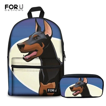 

FORUDESIGNS Fashion School Backpacks for Teenage Girls Boys Canvas Women Laptop Back Pack Female Doberman Dogs Style Backpack
