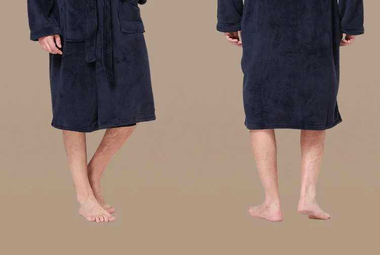 Зимний мужской фланелевый Халат с отворотом толстый банный халат пояс пижамы для мужчин комфортная Пижама Hombre Badjas с длинным рукавом кимоно