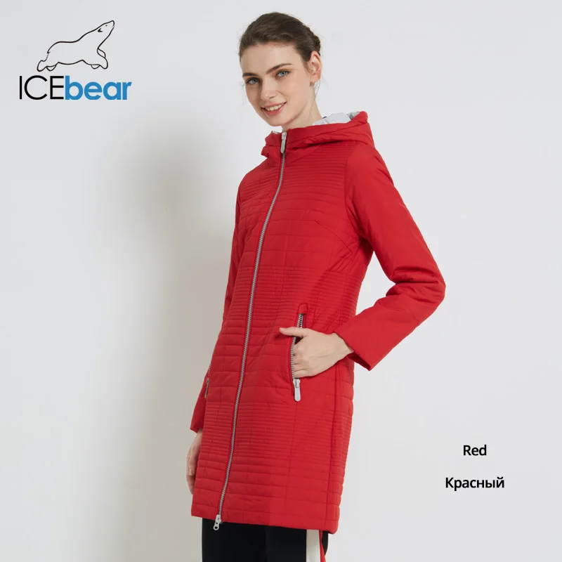 ICEbear осеннее пальто длинное хлопковое Женское пальто с капюшоном модная Женская Стеганая куртка-парка для женщин 17G292D - Цвет: 15364