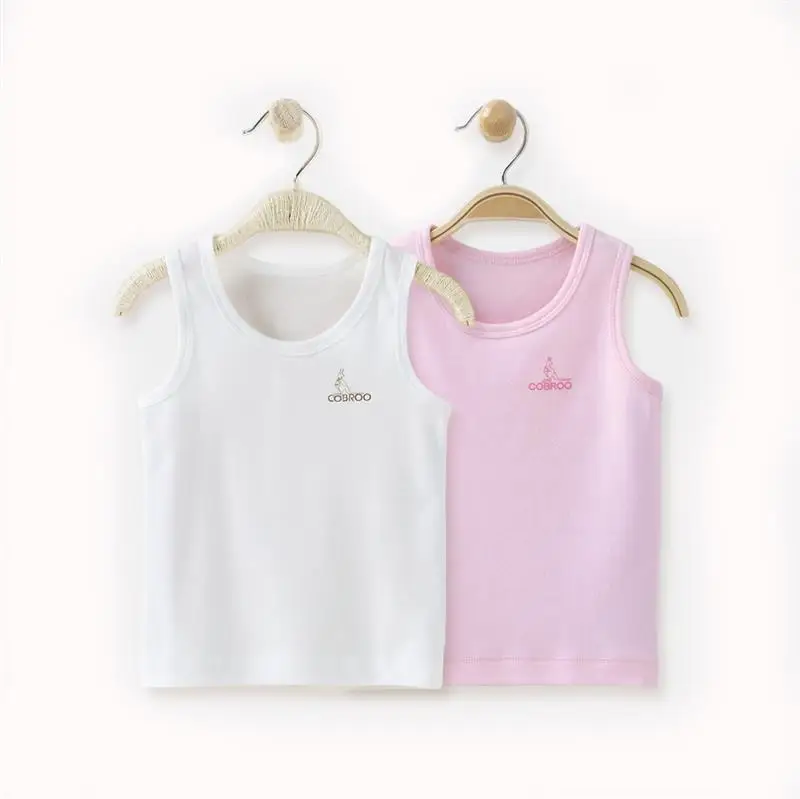 COBROO/майки хлопчатобумажные футболки без рукавов для маленьких девочек комплект из 2 предметов, майка От 2 до 5 лет для детей NY410002 - Цвет: 02Style White Pink