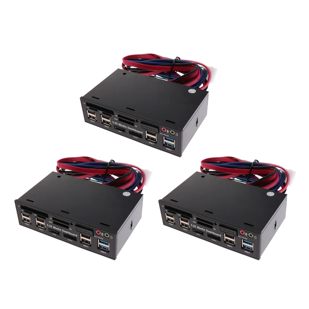 

3x 5.25' Optical Drive Multifunctional Dashboard Media USB 3.0 Front Panel