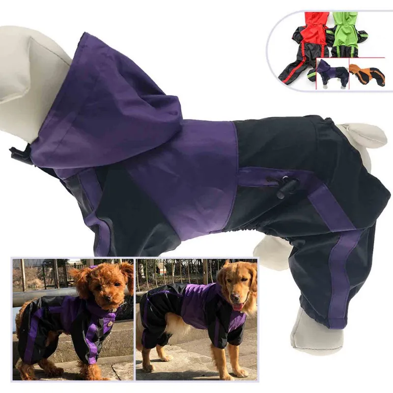 Spring Summer Dog Raincoat Waterproof Clothes Outdoor Rain Coat Jacket Coat 4 Legs Safe Snow Raincoats For Medium Large Dogs - Color: Z