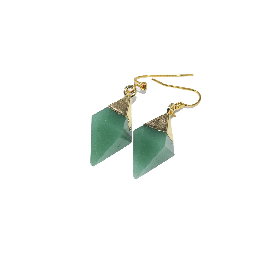 

Natural Aventurine Quartz Gold dangle earrings femme 2019 Green Lovely Square Long gem stone drop earrings for women gift