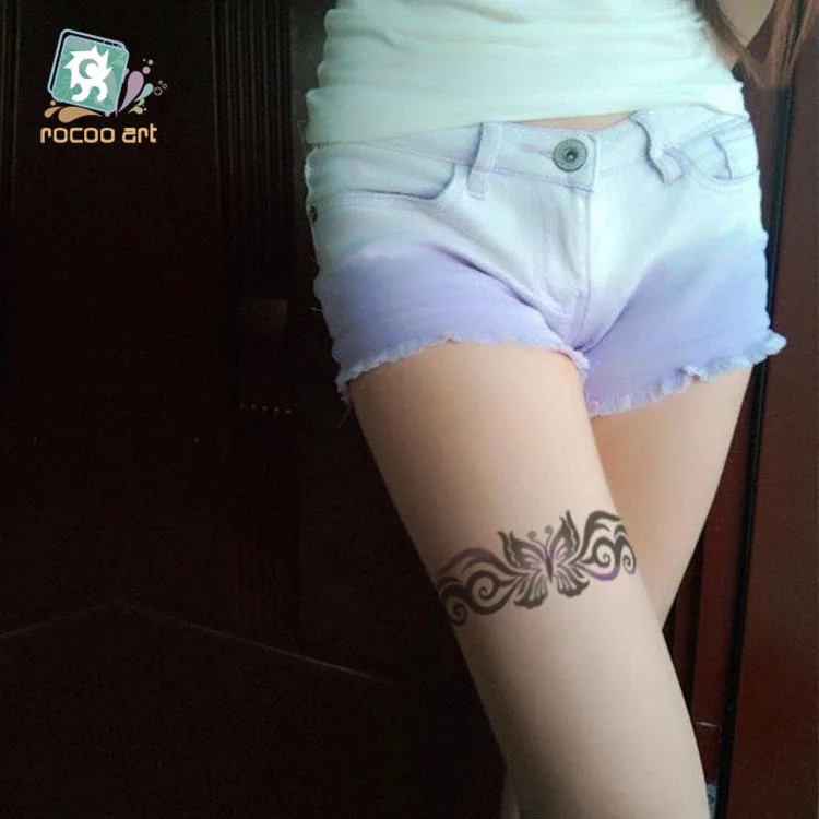 

Rocooart QC632 20X10cm Large Colorful High Solution sexy beauty Butterfly Flower Circle Designer Temporary Tatoo Sticker Taty