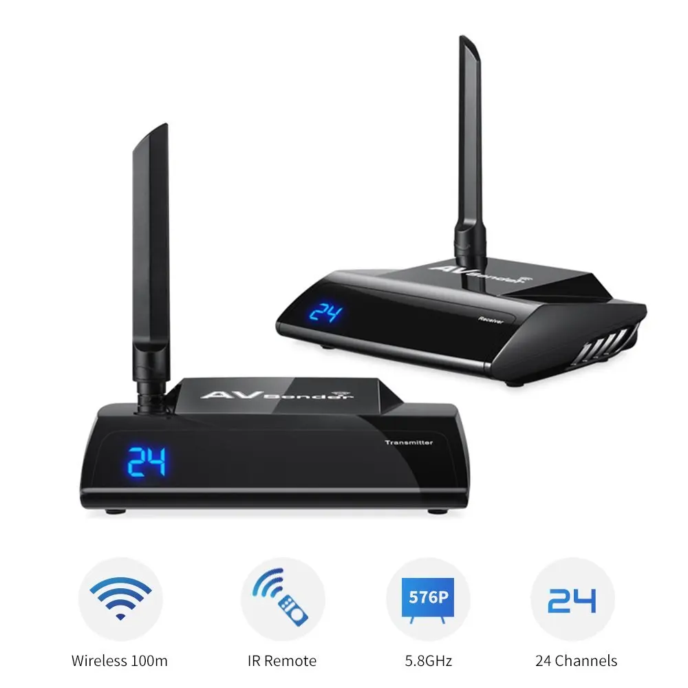 

PAT-580 Upgrade Version AV Sender 5.8GHz 24 Channel HDMI TV Wireless SD Audio Video Transmitter Receiver with IR Remote Control