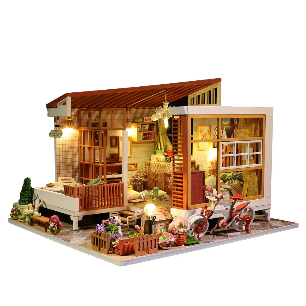 Миниатюрные домики модели деревянные diy Миниатюрные домики мебель led дом 3D для kidsPuzzle украшения творческие подарки L619