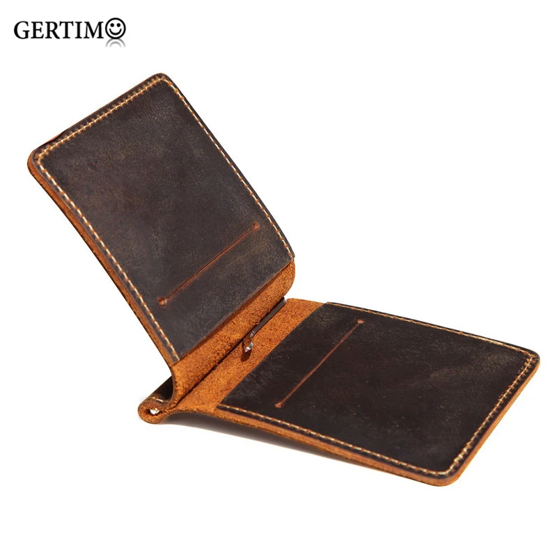 

Retro Genuine Leather Men Money Clips Wallet Slim Multifunctional Money Holder Wallet Designer New Mens Purses Money Clip