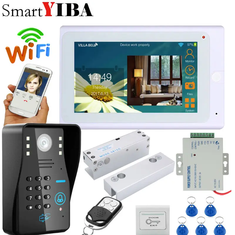Best SmartYIBA Video Intercom 7 Inch White Monitor Wifi Wireless Video Door Phone Doorbell Camera Intercom System APP With Door Lock