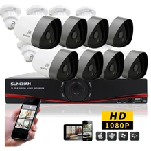 SUNCHAN 8Channel CCTV System 4 x 1080P CCTV Camera 2.0MP Camera Home Security System Video Surveillance Kits