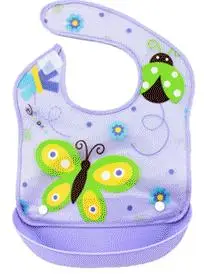 Дизайн съемные водонепроницаемые детские нагрудники слюнявчик полотенце Ланч новорожденный мультфильм нагрудники для детей - Цвет: Purple Butterfly