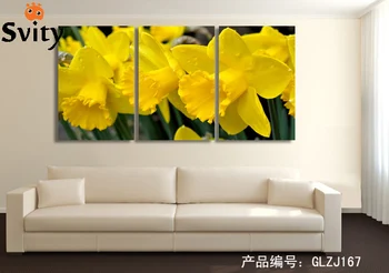 

3 Panel Noble Golden Yellow Tulips Painting Canvas Wall Picture Flower Art Canvas Prints For Living Room Modern Decor Unframed