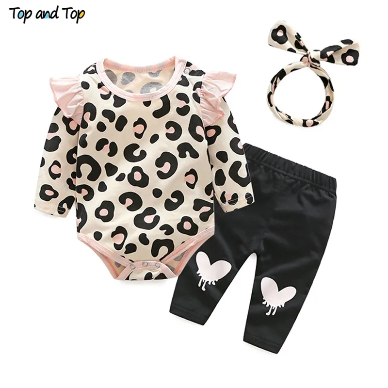 LIZHILI Toddler Baby Girl Leopard Jumpsuit，Girls Summer Clothing Flare Sleeve Off Shoulder Romper with Headband
