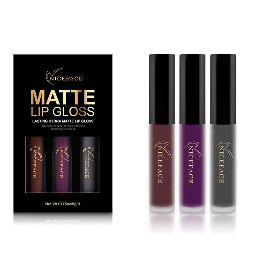 3 PCS Long Lasting Waterproof Matte Liquid Lipstick Set 0.176oz/5g 3Pcs Cosmetic Sexy Lip Gloss Kit Fashion - Цвет: 3