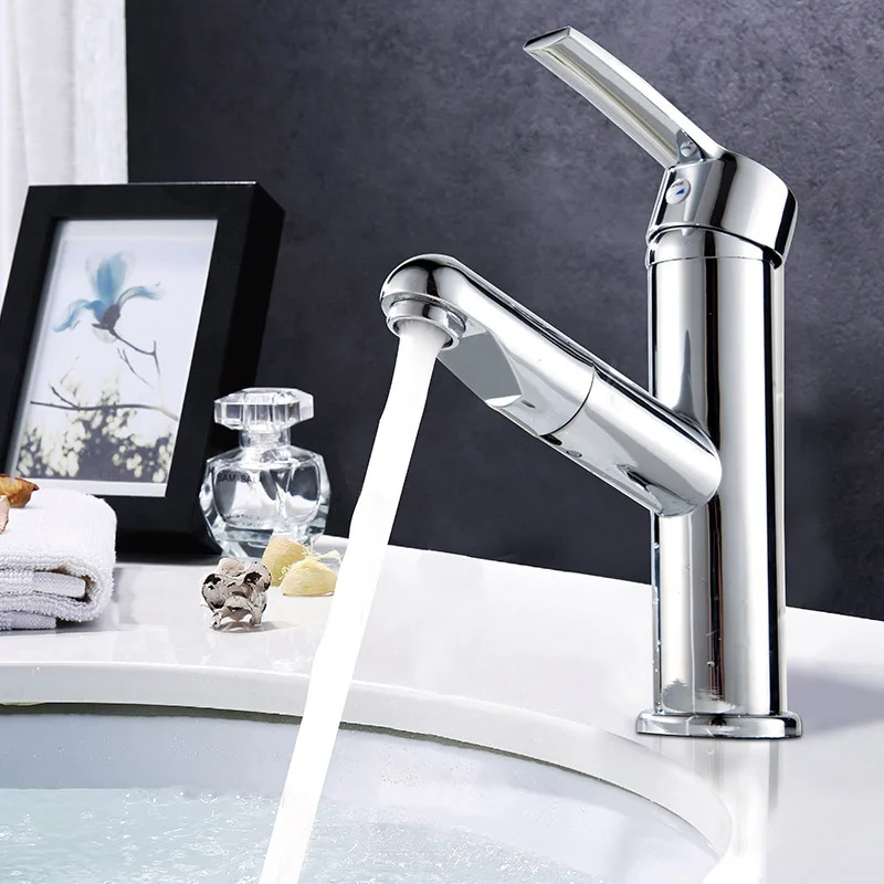 

Copper retractable faucets bathroom faucet single Bathroom Fixture bathroomvessel sink faucet dropshipping
