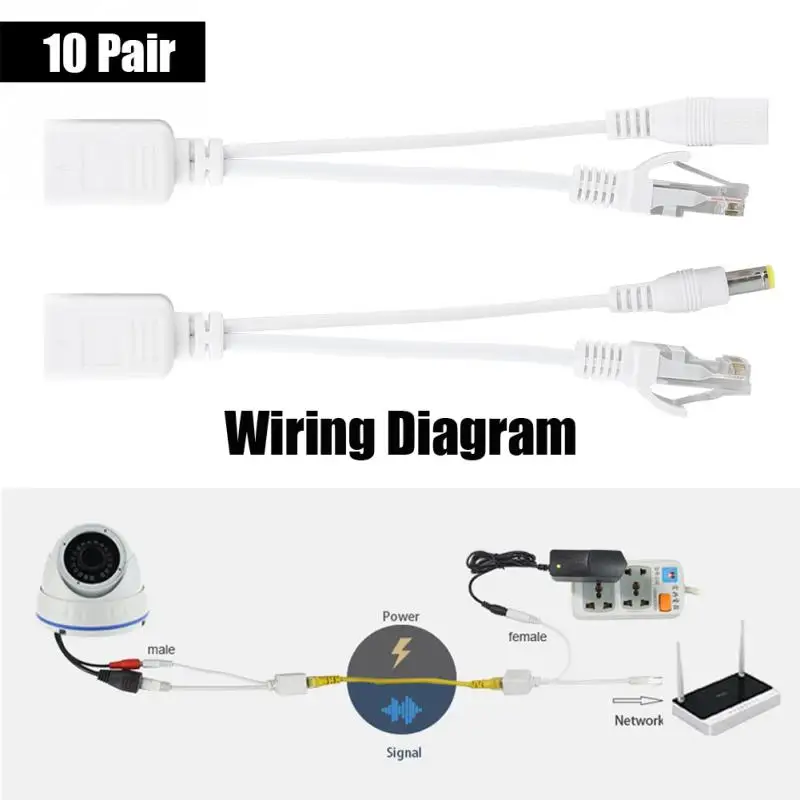 Детские носки по 10 пар в DC 12 V IP Камера POE RJ45 кабель Мощность Over Ethernet адаптер сплиттер