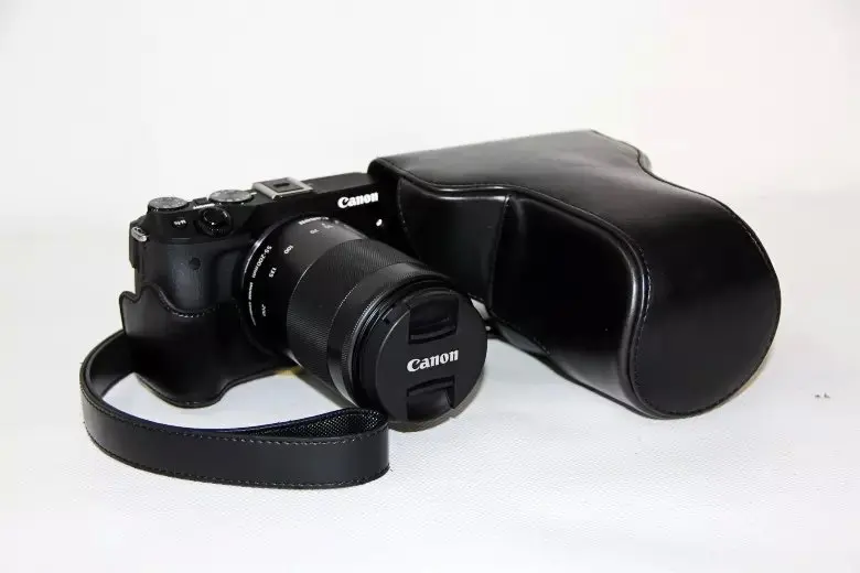 Чехол из искусственной кожи для камеры Canon EOS M3 EOSM3, Ретро Винтажный чехол для камеры с ремешком - Цвет: black
