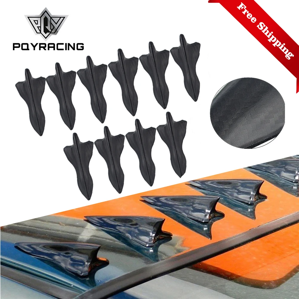 

10PCS carbon fiber design-looking color VORTEX GENERATOR FLEXIBLE PP EVO-STYLE ROOF SHARK FINS SPOILER WING KIT UNIVERSAL