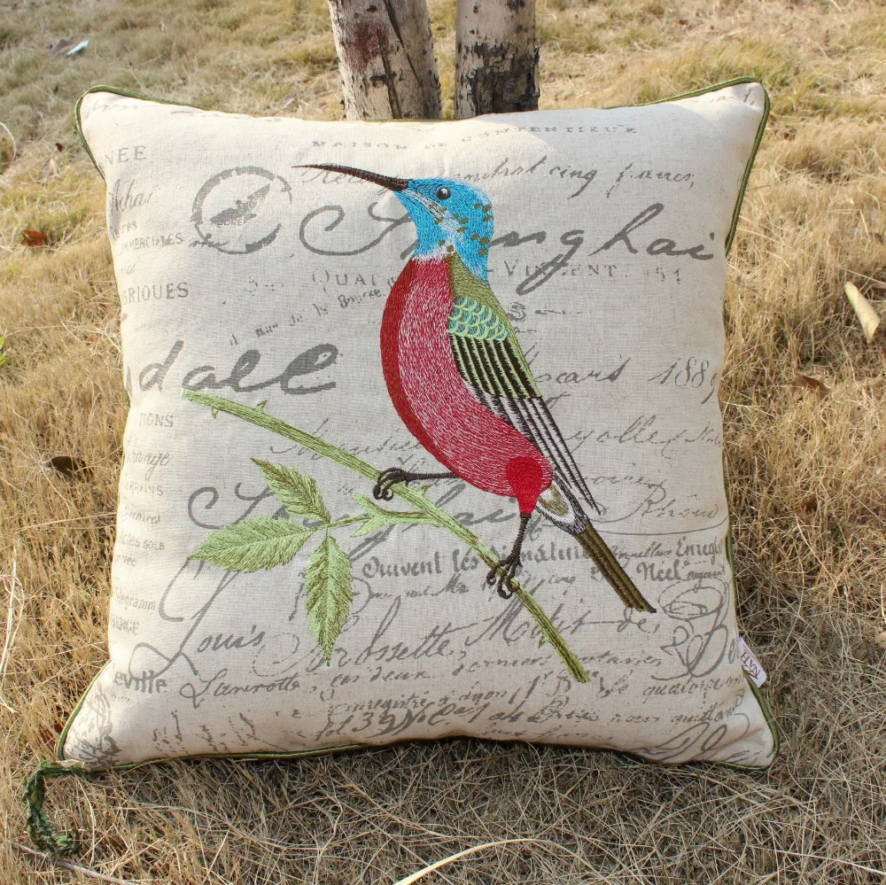 Vezo главная embroideried птица белье подушки покрытия бросок чехол для диван кресло