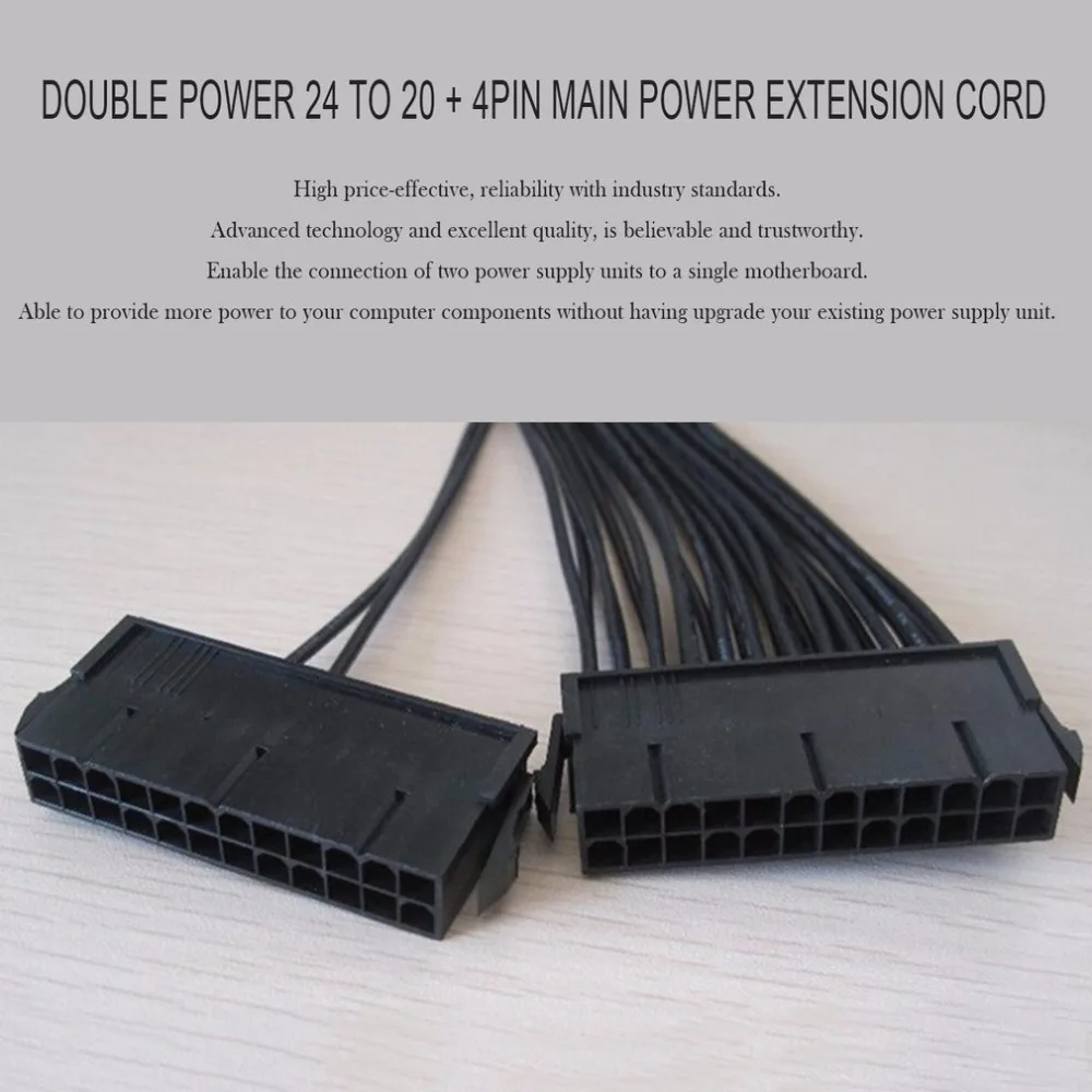 Upgrade 24pin 20+4pin Dual PSU ATX Power Supply Adapter Cable Connector For Mining 30cm Starting Line Computer Components Upgrade 24pin 20+4pin Dual PSU ATX Power Supply Adapter Cable Connector For Mining 30cm Starting Line Computer Components