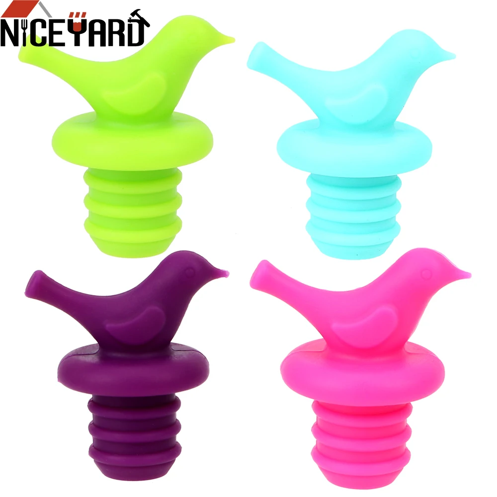 

NICEYARD 1Pcs Wine Stopper Preservation Bottle Stopper Reusable Silicone Creative Bird Design Bottle Caps Family Bar Tools