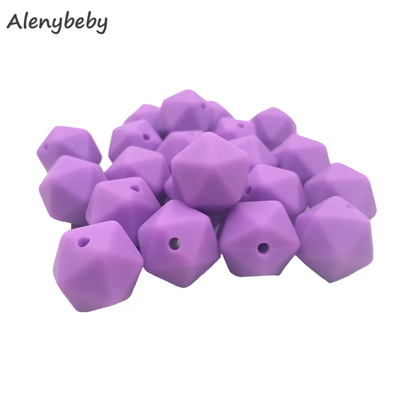 50pc 17mm Silicone Teether Beads Safe Icosahedron Shaped Candy Mix Color Teething Silicone Bead Toy BPA Free DIY Necklace Making