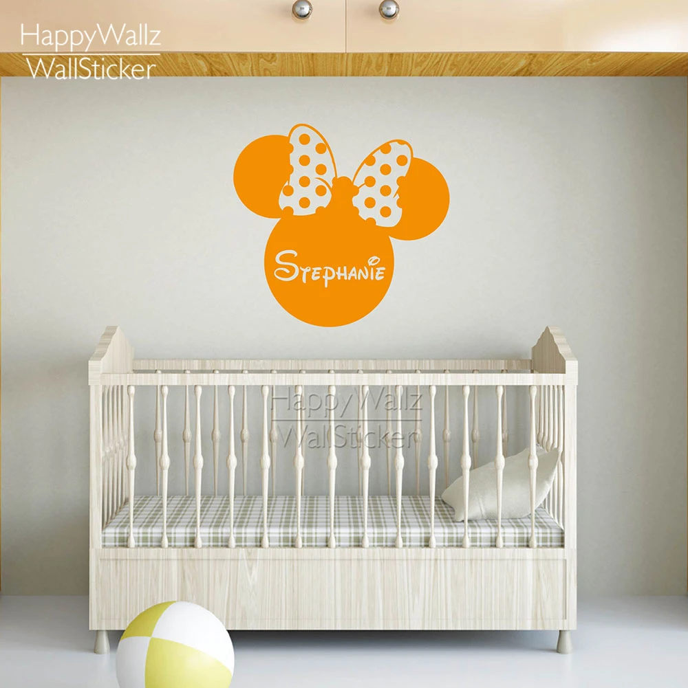 Pare S On Baby Rooms Ping Low Mini Mouse Wall Sticker Diy Custom Name Decal Kids Room S Decor Baby
