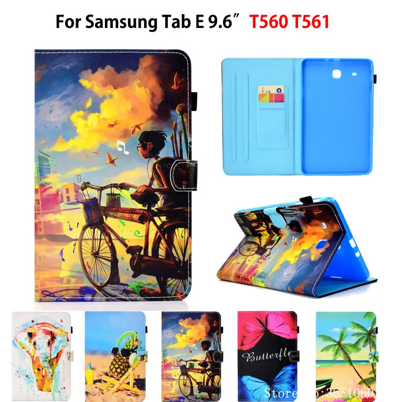 Чехол для Samsung Galaxy Tab E 9 6 &quotSM-T560 T560 T561 чехол планшета с модным принтом откидной