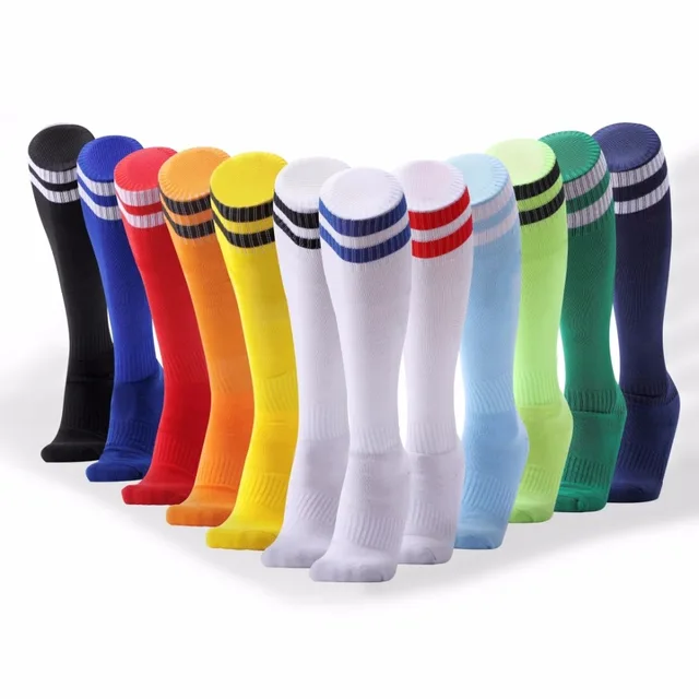 Children Football Socks Boys Soccer Sock Kid's Above Knee Plain Socks Long Soccer Stockings Men
