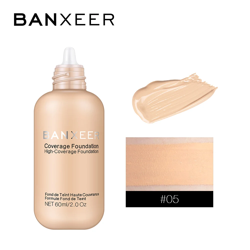 BANXEER Профессиональный 60 мл основа матовая длительная полная консилер основа макияж, жидкая кремовая натуральная основа макияж - Цвет: NO.5
