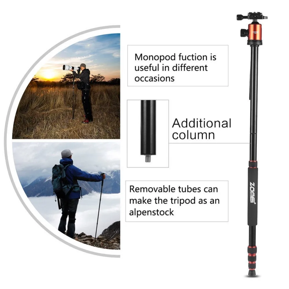  Zomei Z818 Heavy Duty Professional Portable Magnesium Aluminium Travel Tripod Stand Monopod for Dig