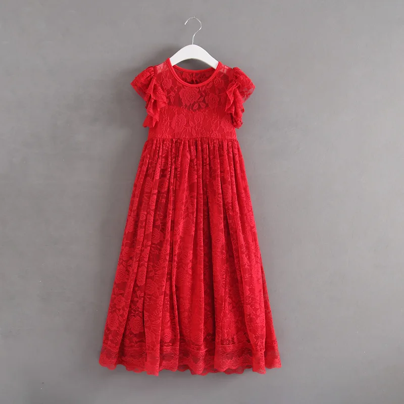 Online Vintage princesa niña encaje vestido largo diseño grande arco espalda descubierta bebé niños vestido de boda niño Niñas Ropa de Navidad 2 7 años