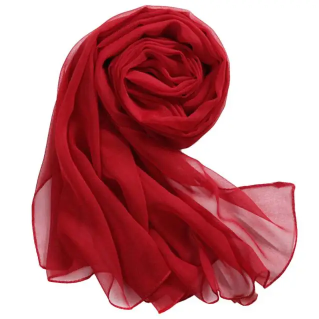2019 Для женщин шарф красный модные женские туфли длинные мягкие тонкая упаковка леди шифоновый шарф пляжные шарфы Бесплатная доставка L308