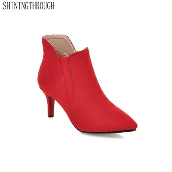 

2020 New Women Fashion Flock Ankle Women Boots Thin Sexy High Heel Women Shoes Spring Autumn Casual Party Ladies Shoes