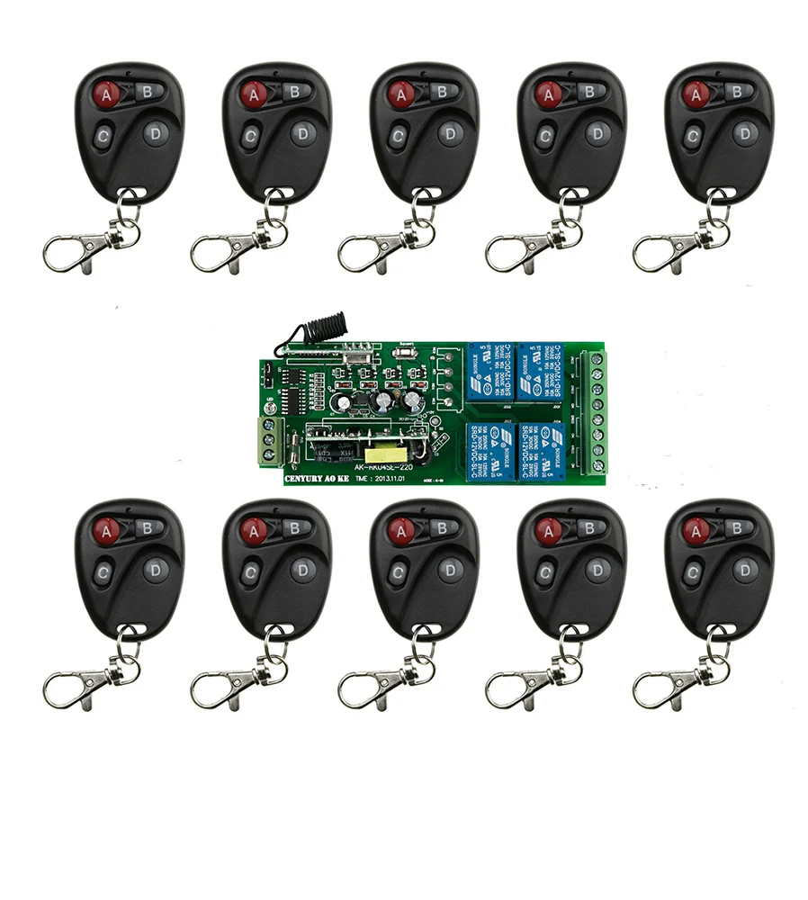 

AC85V 110V 120V 220V 250V 4CH RF Wireless Remote Control Relay Switch Security System Garage Doors, Electric Doors