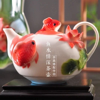 

Ceramic teapot filter home enamel porcelain kungfu tea set teapot teacup combination