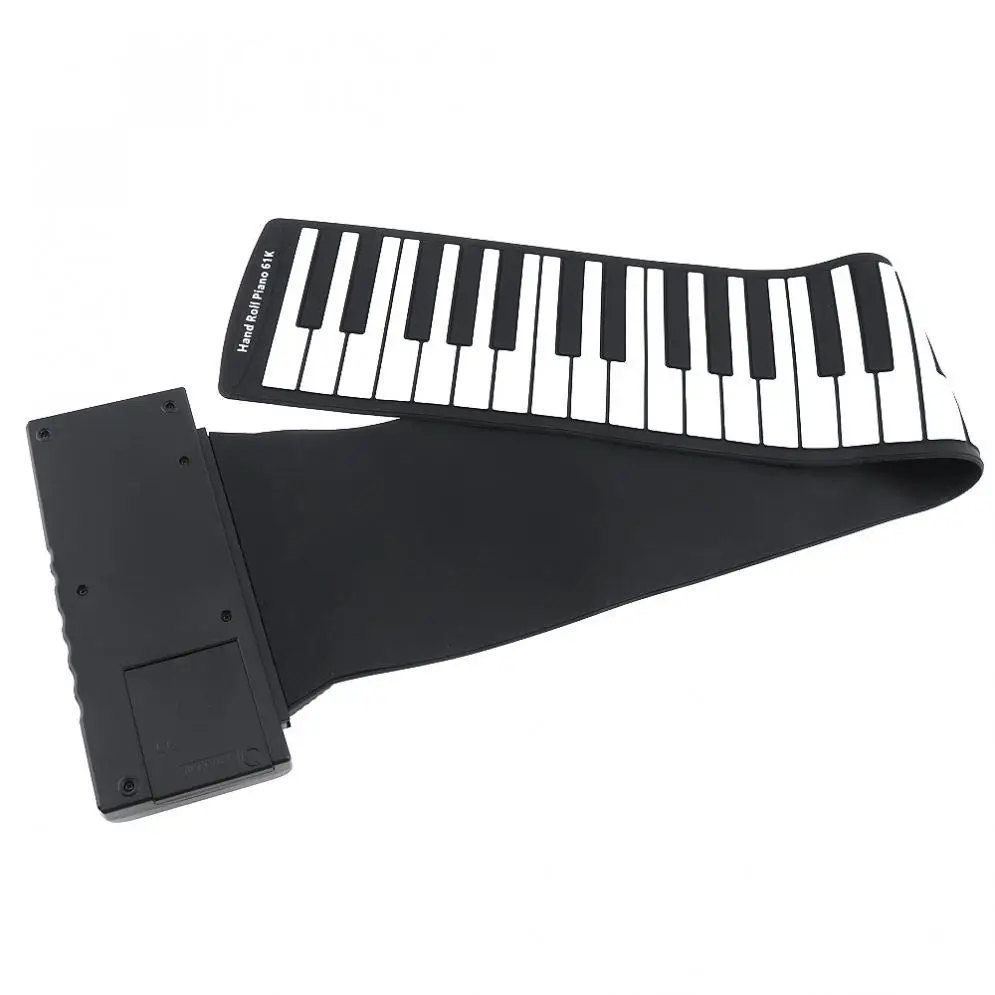 61 Keys Folding Electronic Silicone Flexible Hand Roll Up Piano Built-in Speaker MIDI Out Keyboard Organ for Children Student
