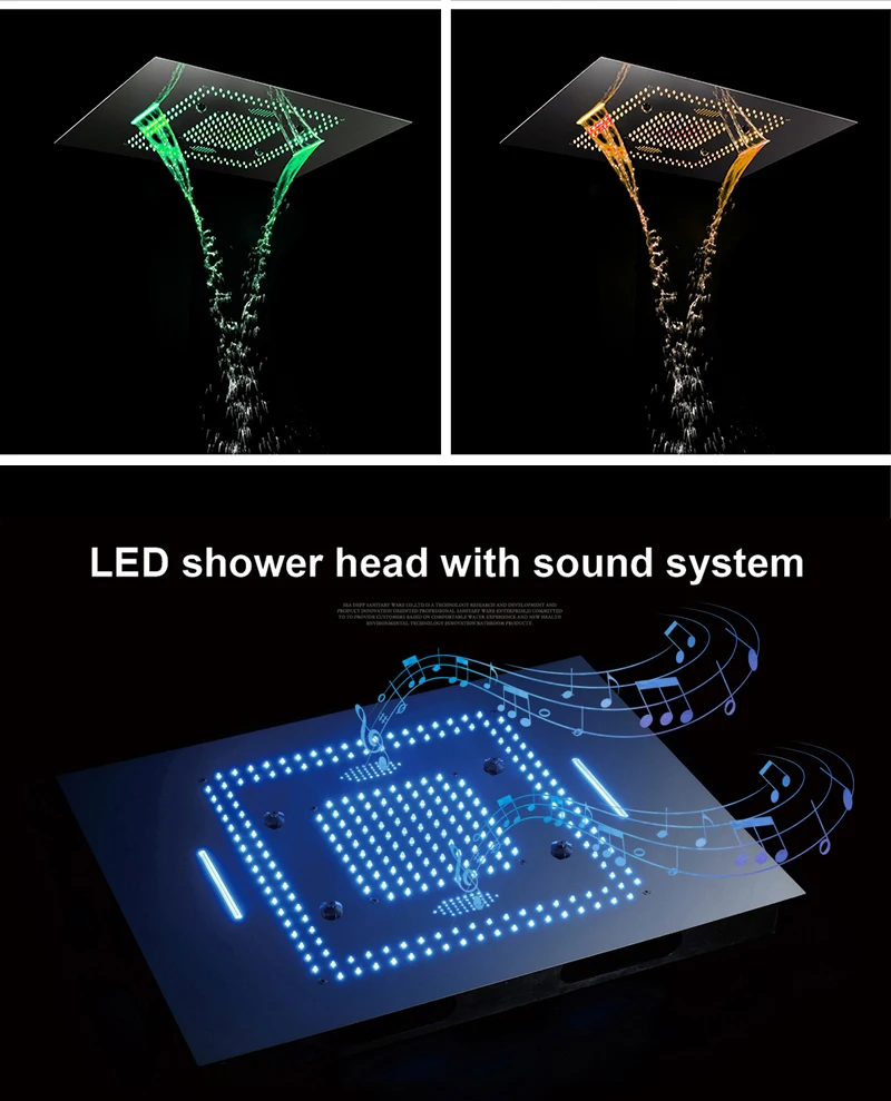 Bluetooth музыкальный Душ Светодиодный светильник душ музыка водонепроницаемый динамик Душ водопад, туманная ванная комната 304SUS душ 60*80 см