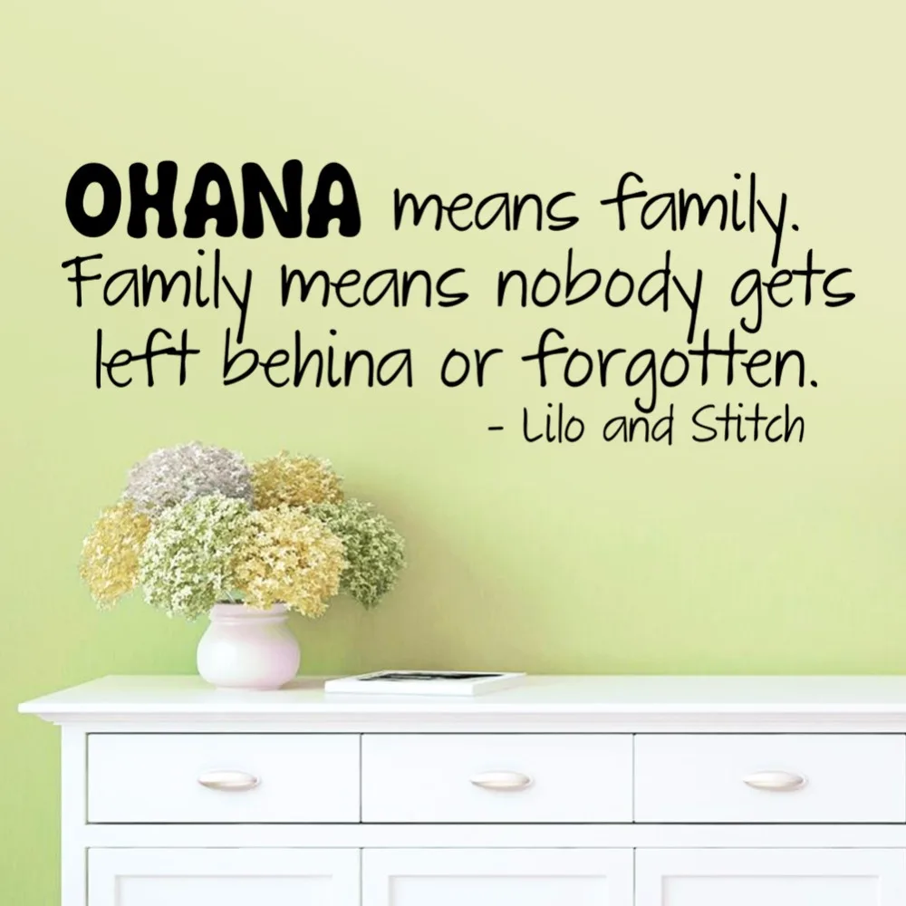 Citation Anglaise Creative Ohana Signifie Famille Autocollants Muraux Amovibles Sparadrap Pour Salon Chambre A Coucher Decoration De La Maison Jg034 Aliexpress