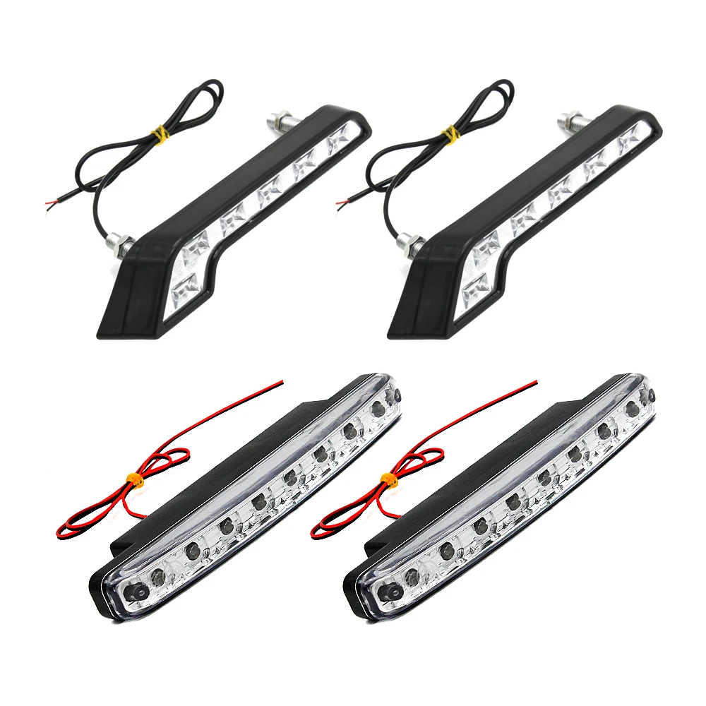 

12V DRL Daytime Running Light 6/8 LED Auto Car Driving Lights Fog Lamp Pure White Super Bright COB Headlight Car Styling