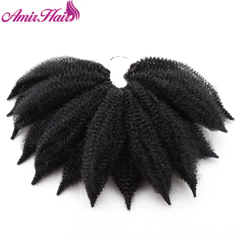 

Amir Afro kinky braids Crochet hair curly 5 Colors Senegalese Twist Synthetic Braiding Hair extension For Women 8 inch 14 roots/