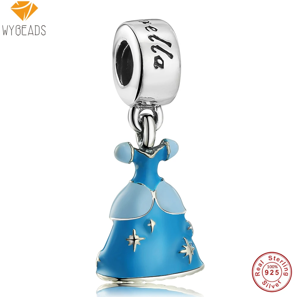 WYBEADS 100 925 Sterling Silver Cinderella Dress Charms European Bead