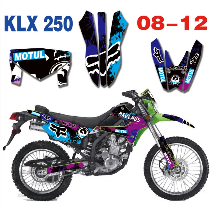 Мотокросса велосипед графические наклейки для Kawasaki KLX250 KLX 250 2008 2012|Наклейки на