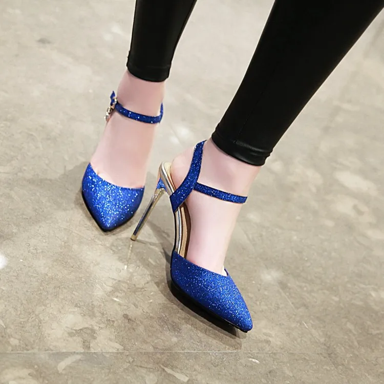 

Big Size 11 12 13 14 15 high heels sandals women shoes woman summer ladies Slender high-heeled sandals with pointed buttons