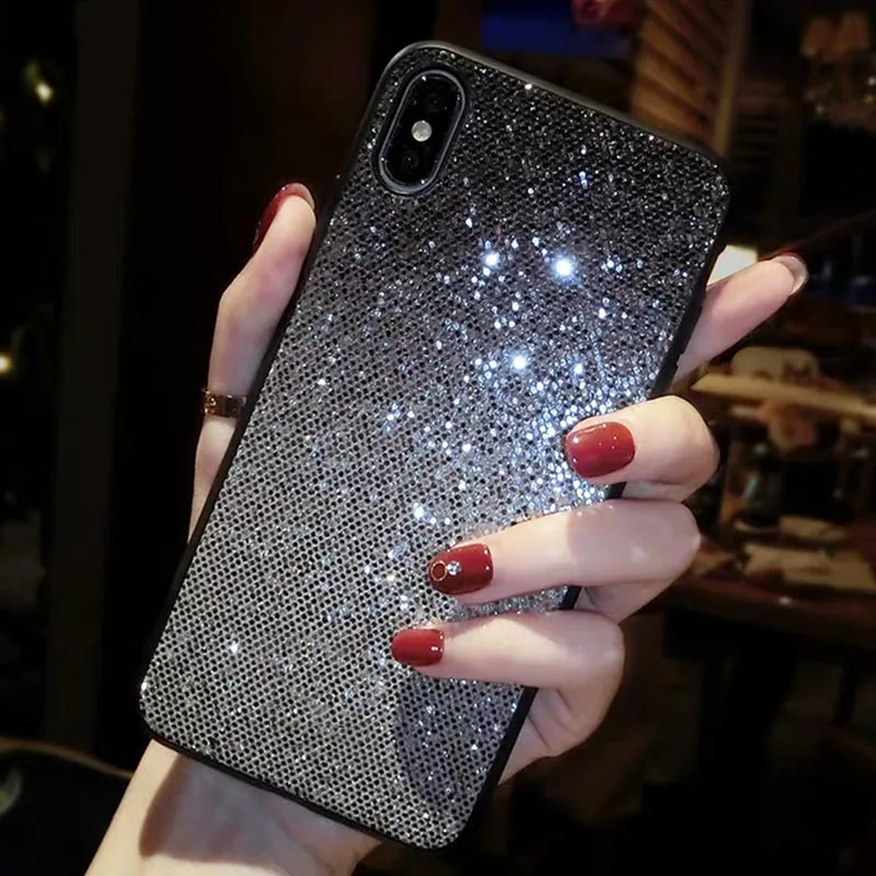 Роскошный чехол с блестками для телефона iPhone X XR XS Max модный градиентный 7 8 SE 5s 6 6s